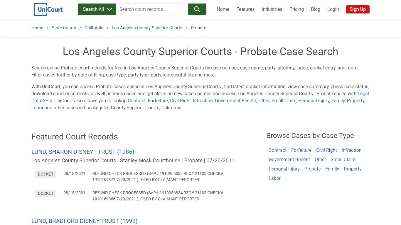 Los Angeles County Superior Courts - Probate Case Search